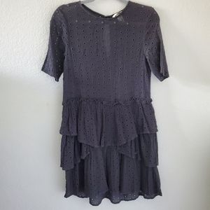 H&M black eyelet tiered ruffle dress
